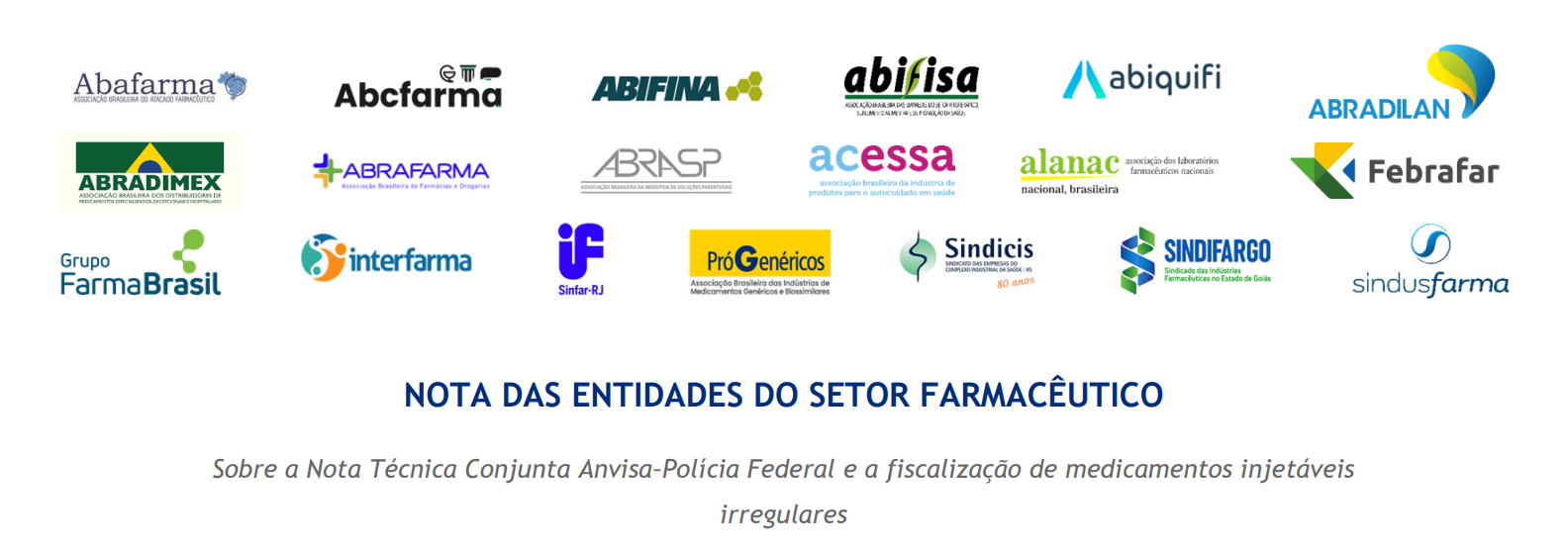 A ALANAC apoia a atuação da Anvisa e da Polícia Federal na fiscalização de medicamentos injetáveis irregulares